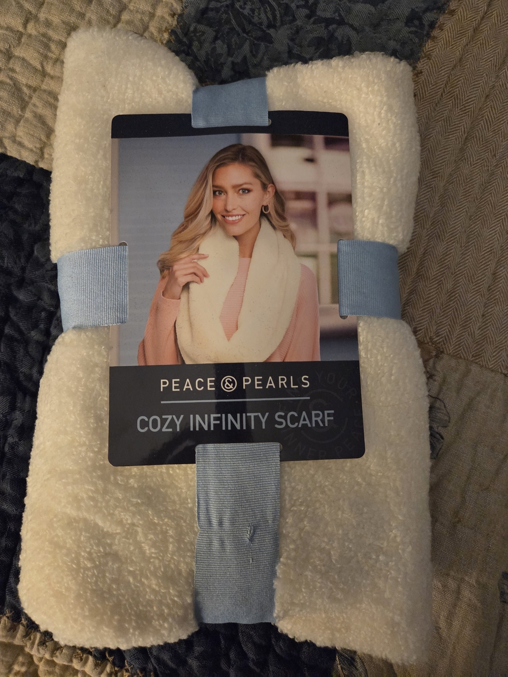 Peace & Pearls Cozy Infinity Scarf in Ivory